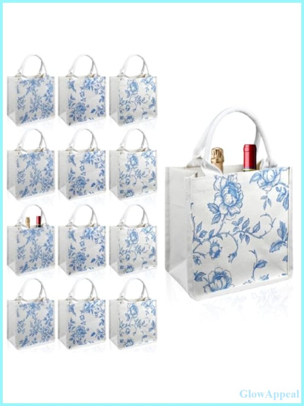 Jute Canvas Tote Bags Set with Handles Reusable Gift Bags for Wedding
